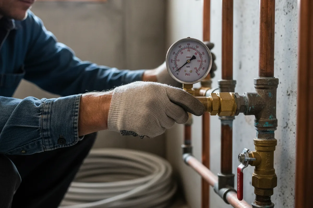 Pressure testing a repaired line during Water Line Repair in Lowndesville